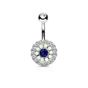 Piercing Street Piercing nombril multiples cristaux et opales bleu - Argente