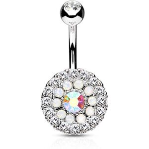 Piercing Street Piercing nombril multiples cristaux et opales blanc - Argente