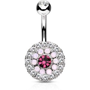 Piercing Street Piercing nombril multiples cristaux et opales rose - Argente