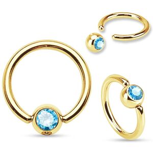 Piercing Street Piercing oreille anneau captif Plaque Or Strass Turquoise - Dore