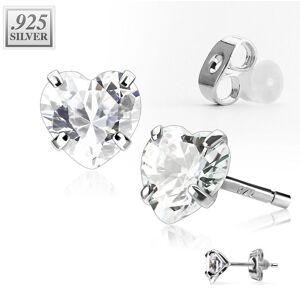 Piercing Street Paire Boucles d'oreille Clous Argent Pierre Coeur - Argente