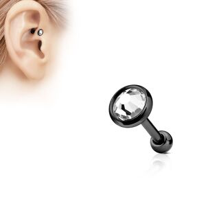 Piercing Street Piercing oreille cartilage noir disque plat strass blanc - Noir