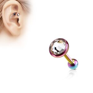 Piercing Street Piercing oreille cartilage multicolore disque plat strass - Multicolore