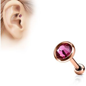 Piercing Street Piercing oreille cartilage or rose disque plat strass rose - Or Rose