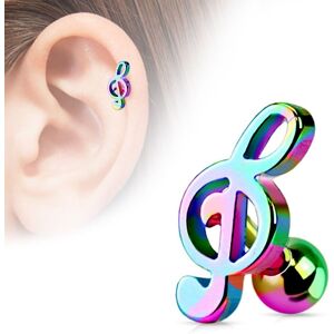 Piercing Street Piercing oreille Cartilage Tragus Clef de Sol Multicolore - Multicolore