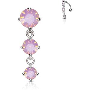 Piercing Street Piercing nombril inverse triple opales roses - Argente