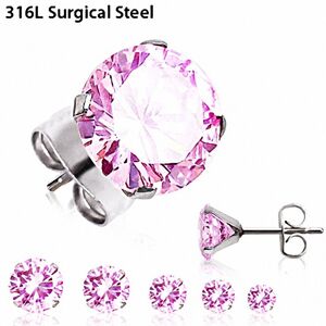 Piercing Street Paire boucles d'oreille clous strass rose -