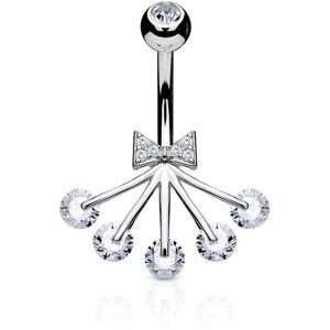 Piercing Street Piercing nombril ruban et eventail 5 strass - Argente