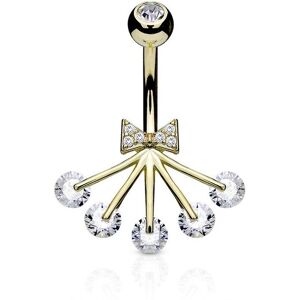 Piercing Street Piercing nombril ruban et eventail 5 strass plaque or - Dore