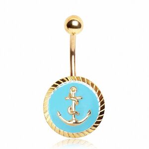 Piercing Street Piercing nombril plaque or sceau ancre marine - Dore