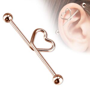 Piercing Street Piercing industriel oreille Coeur en titane anodise or rose - Or Rose