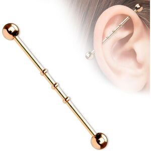 Piercing Street Piercing oreille industriel en titane or rose 3 encoches - Or Rose