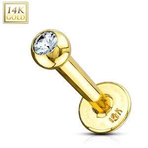 Piercing Street Piercing oreille Labret Or 14K veritable, Boule sertie d'un gemme - Dore