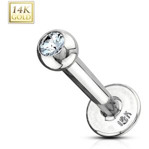 Piercing Street Piercing oreille Labret Or Blanc 14K Veritable avec GEM - Argente