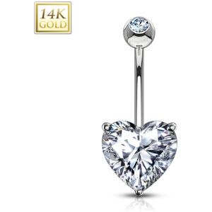 Piercing Street Piercing nombril Or Blanc 14 Carats Coeur blanc - Argente