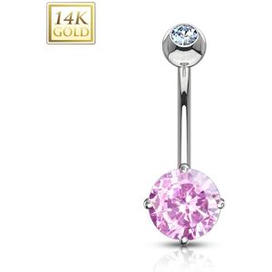 Piercing Street Piercing nombril Or Blanc 14K Pierre Zirconium rose - Argenté - Publicité