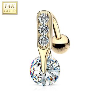 Piercing Street Piercing nombril inverse Or 14 carats Solitaire - Dore