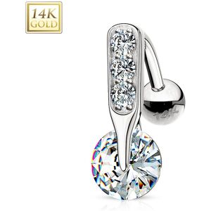 Piercing Street Piercing nombril inverse Or blanc 14 carats Solitaire - Blanc