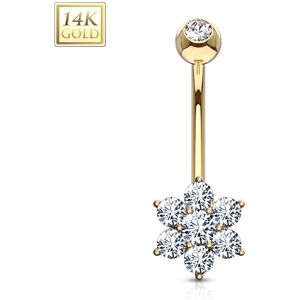 Piercing Street Piercing nombril Or 14 carats Fleur - Dore