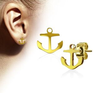 Piercing Street Paire boucles d'oreilles clous ancre marine dore - Dore