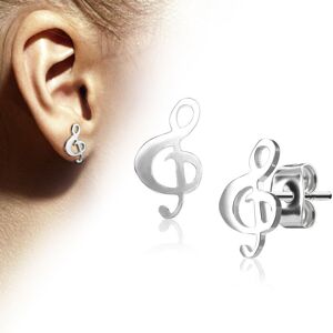 Piercing Street Paire boucles d'oreilles clous clef de sol argente - Argente