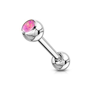 Piercing Street Piercing langue barbell opale rose - Argente