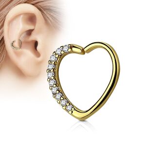 Piercing Street Piercing oreille cartilage daith coeur strass plaque or - Dore