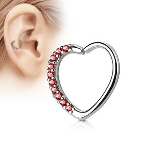 Piercing Street Piercing oreille cartilage daith coeur strass rouges - Argente