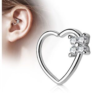 Piercing Street Piercing oreille cartilage daith coeur quatre gemmes argente - Argente