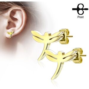 Piercing Street Paire boucles d'oreilles clous libellule dore - Dore