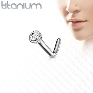 Piercing Street Piercing nez tige en L strass Titane G23 - Argente