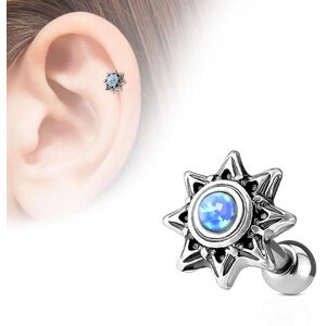 Piercing Street Piercing oreille cartilage helix soleil tribal opale bleue - Argente