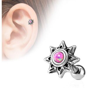 Piercing Street Piercing oreille cartilage helix soleil tribal opale rose - Argente