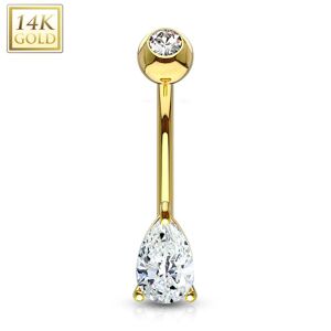 Piercing Street Piercing nombril Or 14 carats gemme larme - Dore