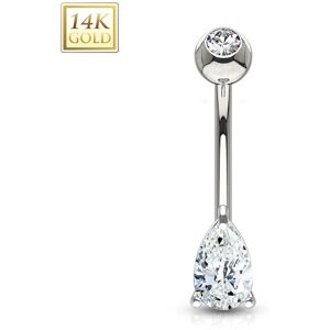 Piercing Street Piercing nombril Or Blanc 14 Carats Larme - Argente