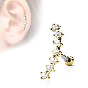 Piercing Street Piercing oreille cartilage helix courbe 7 strass plaque or - Dore