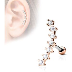 Piercing Street Piercing oreille cartilage helix courbe 7 strass plaque or rose - Or Rose