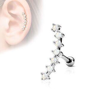 Piercing Street Piercing oreille cartilage helix courbe 7 opalite blanches - Argente