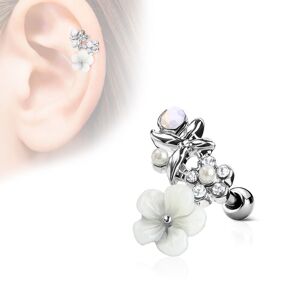 Piercing Street Piercing oreille cartilage helix fleur blanche - Argente