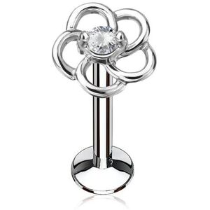 Piercing Street Piercing oreille labret levre fleur gemme blanc - Argente