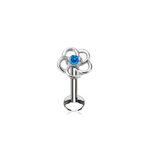 Piercing Street Piercing oreille labret levre fleur gemme turquoise - Argente