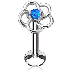 Piercing Street Piercing oreille labret levre fleur opale bleue - Argente