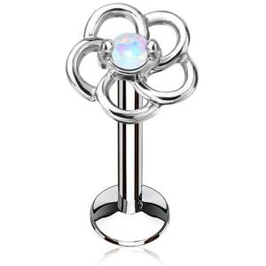 Piercing Street Piercing oreille labret levre fleur opale blanche - Argente