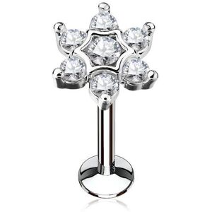 Piercing Street Piercing oreille labret levre etoile 7 gemmes - Argente