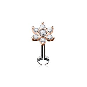 Piercing Street Piercing oreille labret levre etoile or rose 7 gemmes - Dore