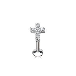 Piercing Street Piercing oreille labret levre croix pavee - Argente