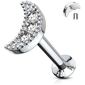 Piercing Street Piercing oreille labret levre croissant de lune blanc - Argente