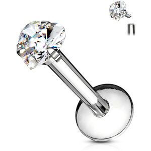 Piercing Street Piercing oreille Labret acier avec Gemme en forme de Coeur - Argente