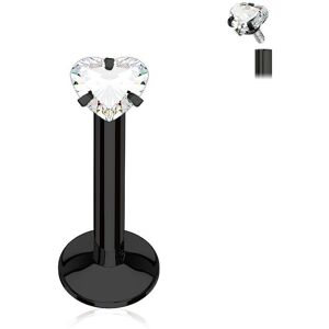 Piercing Street Piercing oreille Labret acier Gemme en forme de Coeur Noir - Noir