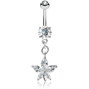 Piercing Street Piercing nombril pendentif fleur petales marquise - Argente